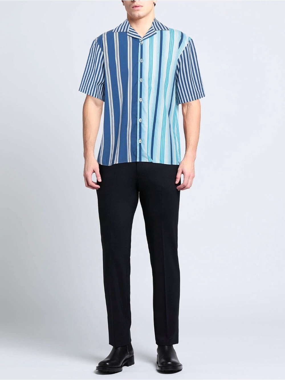 NWOT Neil Barrett Milano Boxy Striped Camp Collar Shirt L